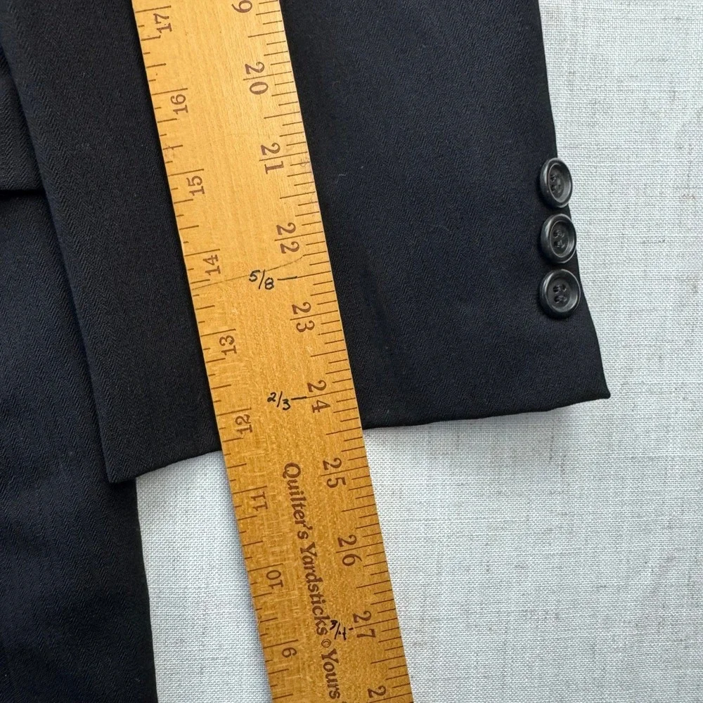 Nino Cerruti Feathergab Mens Black 100% Wool 2 Piece Suit Blazer‎ Trousers VTG